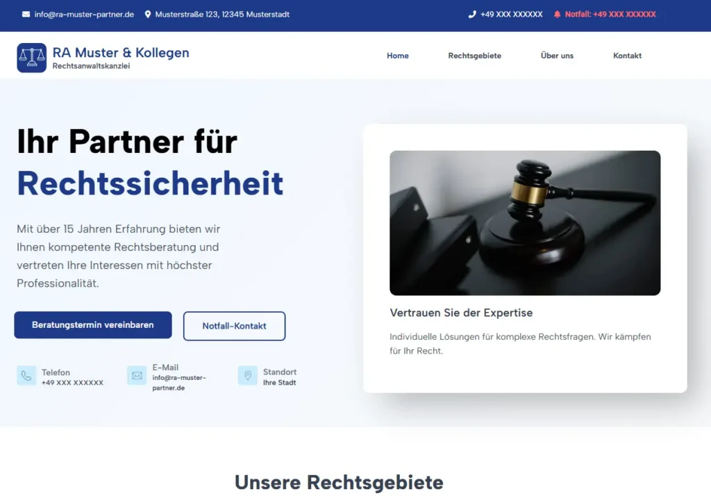 Website-Relaunch für eine Kieler Kanzlei mit Fokus auf seriöses Design und klare Struktur.